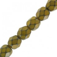 Czech Fire polished facet kralen 4mm Snake color Jet olive green